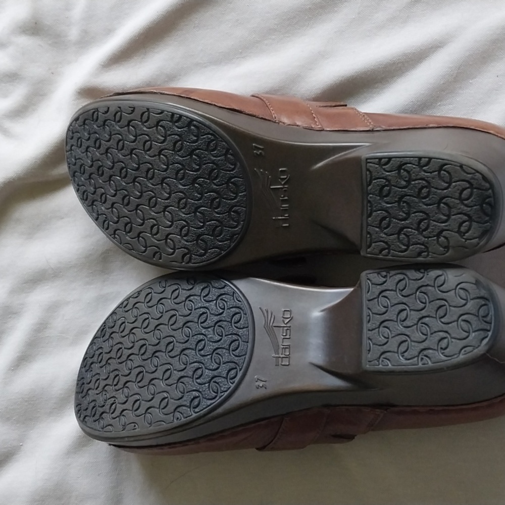 Dansko Brown Leather Clogs Mules with Buckle - Picture 8 of 8